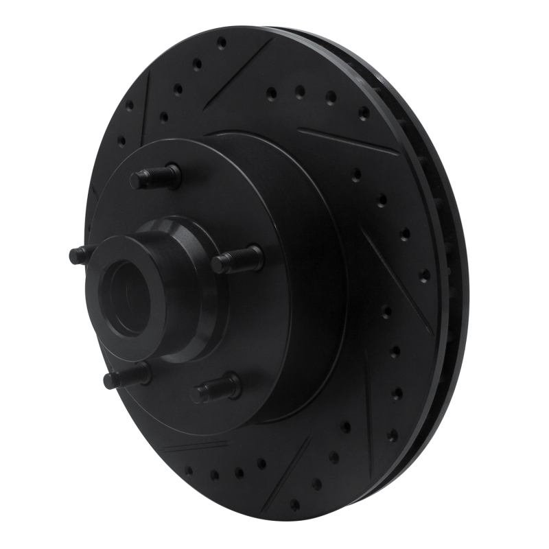 Dodge Ram 1500 Van Brake Rotor (1) - Front Left - R1 Concepts - Drilled & Slotted - Black - 2003